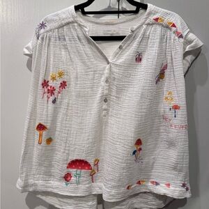 MOTHER White Blouse with Colorful Embroidery